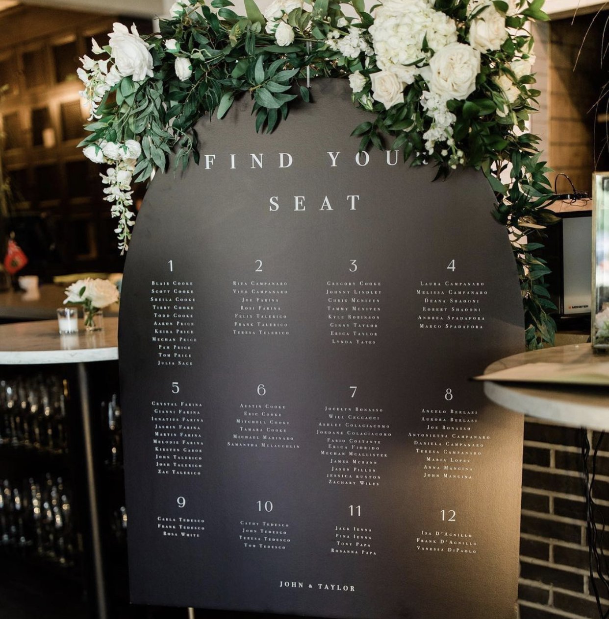 Black arched seating chart